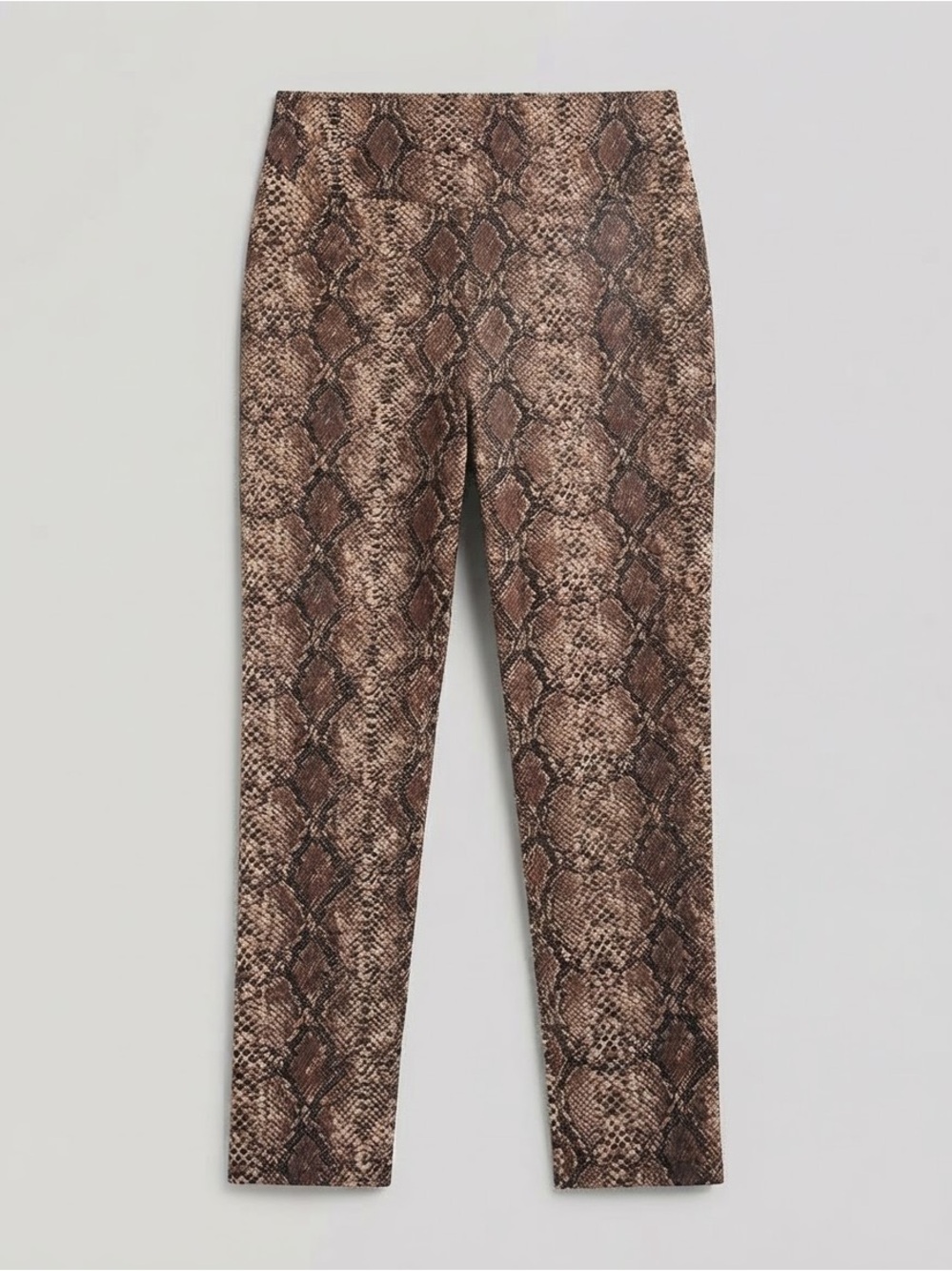 Hybrid & Company Brown Snake-Print Slim Ankle Pants